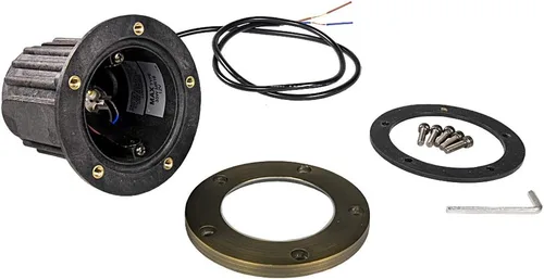 Vista 6 de Luz de pozo de latón de 12 V (parte superior abierta) con bombilla LED MR16 blanca cálida de 5 W 2700 K para iluminación de paisaje de bajo voltaje