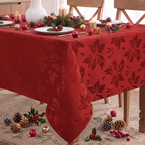 Vista 20 de Romanstile Mantel rectangular de jacquard de primavera, impermeable, diseño floral de damasco, manteles decorativos de tela pesada para cenas