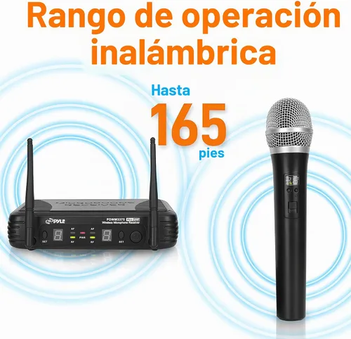 Vista 3 de PylePro PDWM3375 Premier Series sistema de sonido de dos canales con 2 micrófonos UHF inalámbricos y frecuencia seleccionable