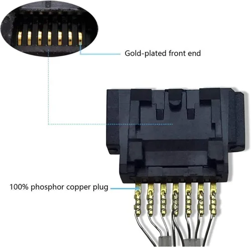 Vista 5 de Paquete de 6 cables SATA III de 90 grados en ángulo recto de 6.0 Gbps con pestillo de bloqueo de 18 pulgadas (6 cables SATA azul)