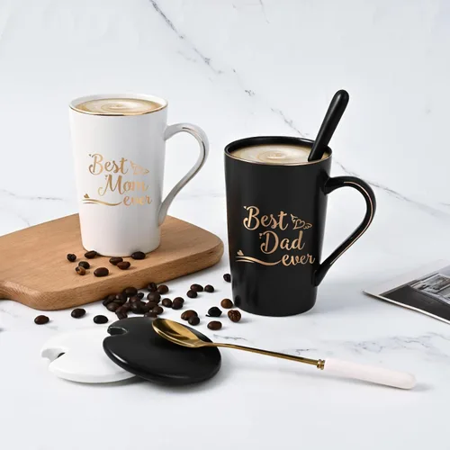 Vista 2 de YHRJWN Regalos para mamá y papá, taza para el mejor papá y mamá, regalos de cumpleaños de Navidad para padres de hija, hijo, juego de regalo