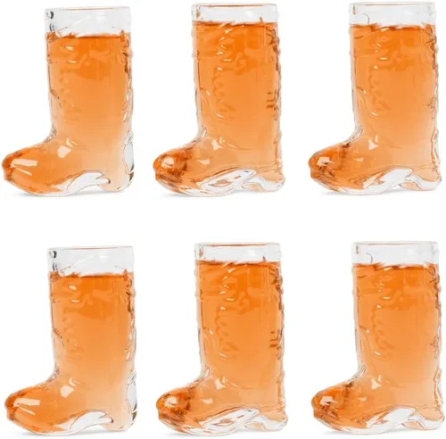 Vista 4 de Juego de vasos de chupito de botas de vaquero – Real (no plástico), decoraciones de vaquera y despedida de soltera, fiesta temática del oeste