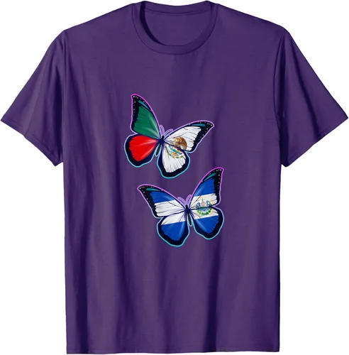 Vista 51 de Raíces biculturales de El Salvador y México. Versión mariposa Camiseta, Negro