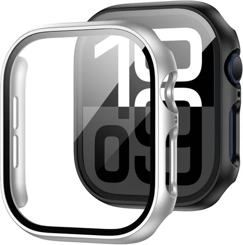 Vista 8 de JZK - 2 fundas con protector de pantalla de vidrio templado para Apple Watch Series 3/2/1 de 38 mm, ultradelgadas, de cobertura completa Negro/Negro