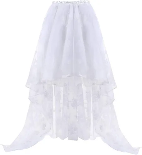 Vista 3 de Vestido gótico retro de 2 piezas para mujer, vestido de encaje de manga larga, corsé floral, falda alta y baja, vestido sexy de baile