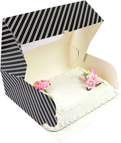 Vista 3 de Global Sugar Art - Caja de 14 x 10 x 5 pulgadas con ventana, color negro, 5 Rayas negras