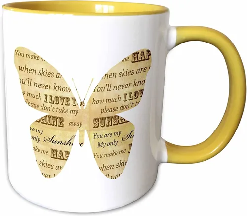 Vista 11 de 3dRose PS Inspirations – You are my sunshine inspiational mariposa – Tazas, Negro/Blanco