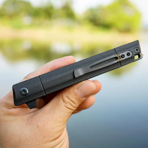 Vista 6 de Cuchillo plegable de bolsillo FORESAIL, hoja de acero DC53 y mango G10. Con clip de bolsillo y rompecristales, cuchillo de bolsillo para hombres