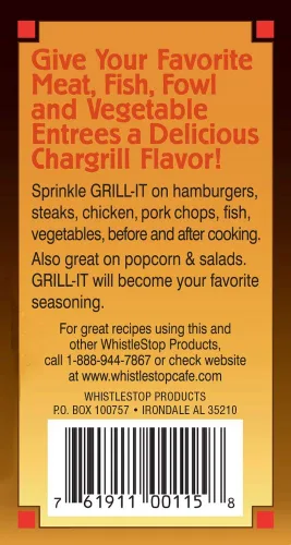 Vista 3 de Recetas originales de WhistleStop Cafe Condimento Grill-It Chargrill 5.6 oz (1 coctelero)