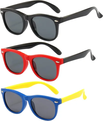 Vista 8 de FANNYGO Paquete de 3 lentes de sol polarizados para niños y niñas de 3 a 10 años Negro