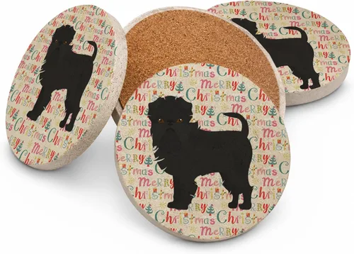 Vista 114 de Abyssinian Sand Terrier Merry Christmas - Posavasos grandes de piedra arenisca (4 unidades)