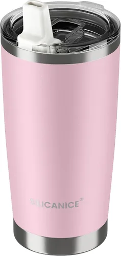 Vista 12 de Vaso higiénico aislado al vacío de acero inoxidable de 20 onzas con tapa fácil de poner y quitar – Deslizador extraíble, taza de viaje de doble