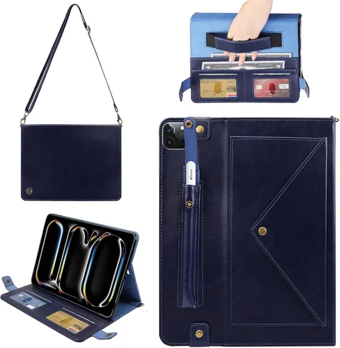 Vista 27 de Funda tipo bolso para iPad mini de 5ª/4ª/3ª/2ª/1ª generación de 7.9 pulgadas, Techcircle funda ligera tipo folio con soporte bandolera con billetera
