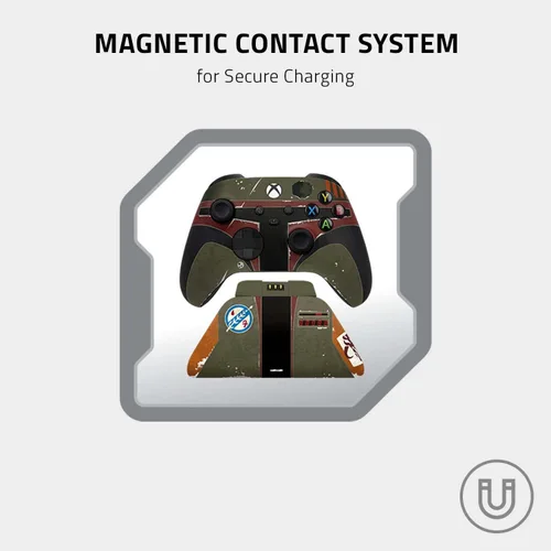 Vista 7 de Razer Limited Edition Boba Fett Wireless Controller Quick Charging Stand Bundle for Xbox Series XS Xbox One Impulse Triggers - Textured Grips