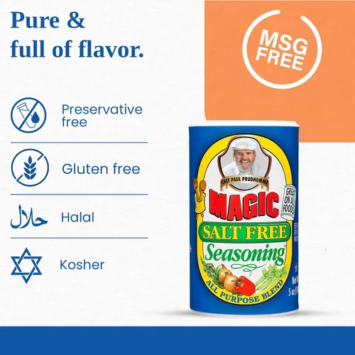 Vista 3 de Condimento Magic Seasoning Blends, libre de sal marca Magic, envase con 5 onzas