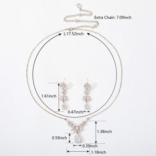 Vista 6 de SWEETV Juego de joyas de novia de lágrima para novias y damas de honor con diamantes de imitación de cristal para baile de graduación Cristal