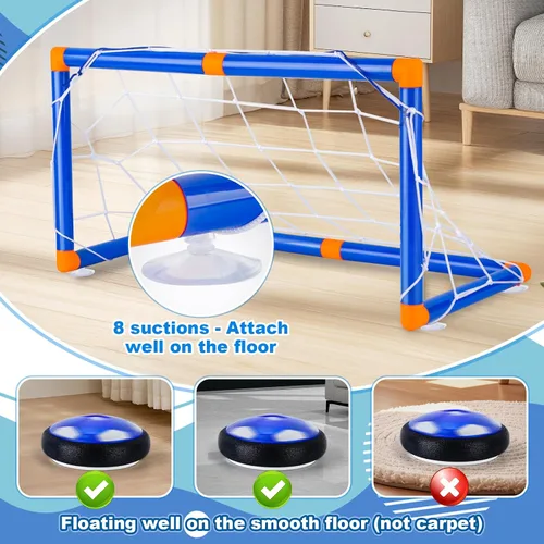 Vista 3 de NEUBSAW Juego de fútbol de hover 4 en 1 y juego de hockey y bolos, juguete deportivo de aire flotante LED para jugar en interiores y exteriores