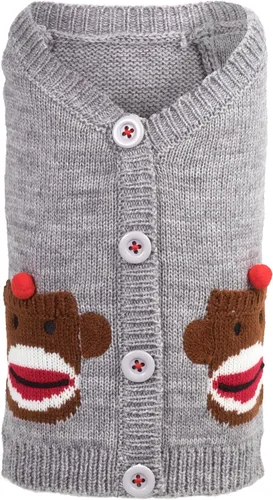 Vista 5 de The Worthy Dog Suéter de cuello alto de punto grueso, ropa cálida de invierno para perro, trajes de abrigo para mascotas para clima frío - XXS, gris