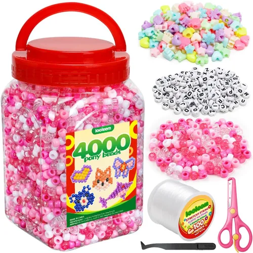 Vista 15 de IOOLEEM Cuentas de poni multicolor a granel, kit de 4000 piezas para pulseras de amistad y fabricación de joyas, fácil almacenamiento 11 Multicolor