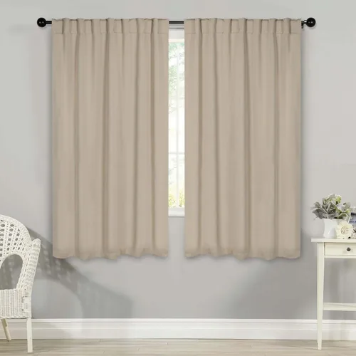 Vista 29 de BLUENILEMILLS Paneles de cortinas opacas para oscurecer la habitación con bolsillo para barra/pestañas traseras, cortinas perfectas para ventanas