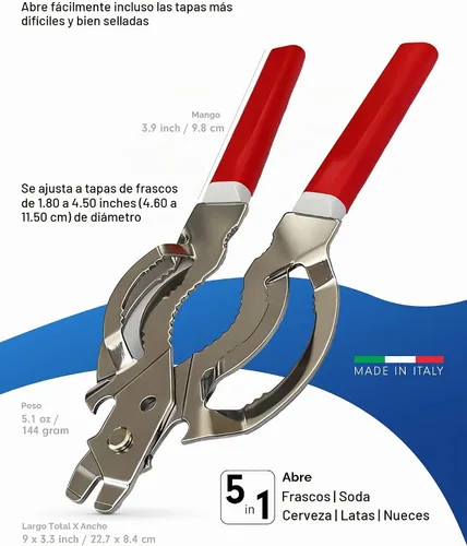 Vista 3 de Tredoni Abrebotellas y tarros de acero inoxidable, fácil agarre de llave