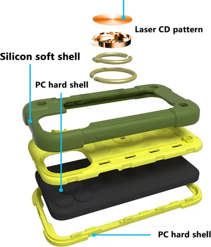 Vista 5 de Compatible con iPhone 13 Pro Max, iPhone 13 Pro, iPhone 13, iPhone 13 Mini, funda híbrida de cuerpo completo colorido arcoíris a prueba de golpes