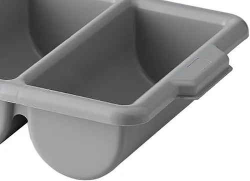Vista 5 de Soro Essentials - Caja de cubiertos comercial de 4 compartimentos de polipropileno de color gris -Organizador de utensilios de cubiertos de cocina