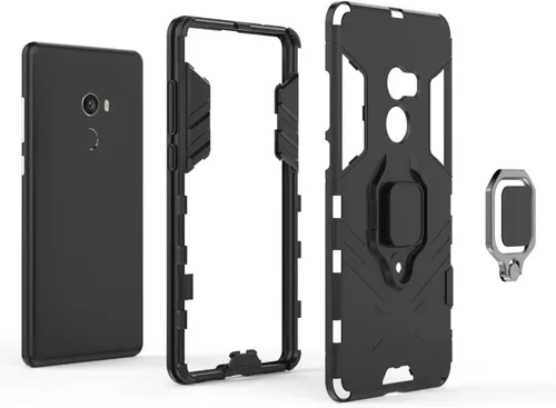 Vista 6 de LuluMain Compatible con funda Xiaomi Mi Mix 2, soporte de anillo de metal a prueba de golpes (funciona con soporte magnético para automóvil)