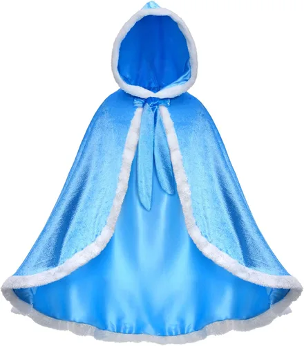 Vista 3 de Party Chili Fur Princess Hooded Cape Cloaks Costume for Girls Dress Up