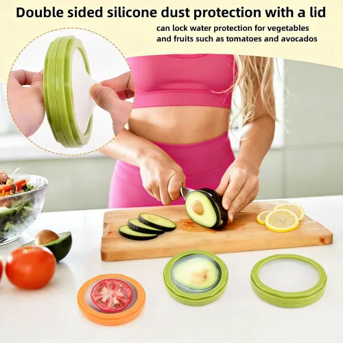 Vista 3 de Almacenamiento de aguacate y cebolla, juego de 4 recipientes reutilizables de silicona de doble cara para almacenamiento de alimentos para cápsulas