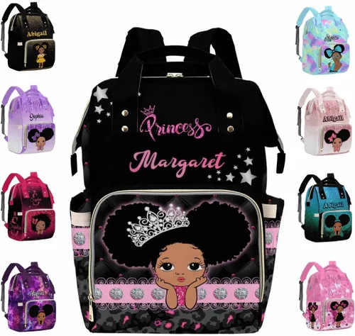 Vista 8 de Artsadd Bolsa de pañales personalizada con nombre Mochila de bebé personalizada para mamá, pattern 02, Mochilas Daypack