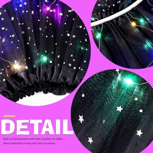 Vista 5 de REETAN Falda tutú LED iluminada, faldas en capas para Navidad, disfraz de tutú para mujeres y niñas