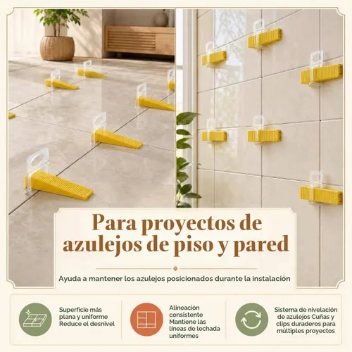 Vista 5 de DGSL Sistema de nivelación de azulejos con alicates para azulejos, 300 clips espaciadores de azulejos y 100 cuñas reutilizables, juego
