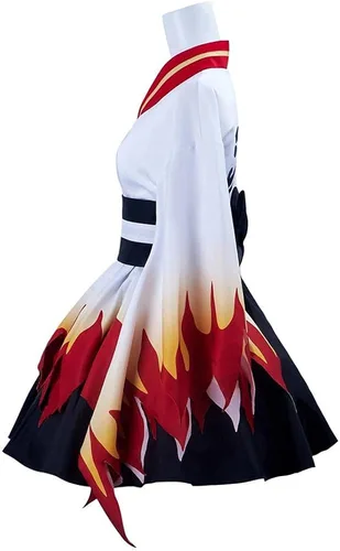 Vista 3 de BYHai Rengoku Kyoujurou - Disfraz de cosplay de anime japonés Lolita kimono sirvienta de sirvienta uniforme para adultos