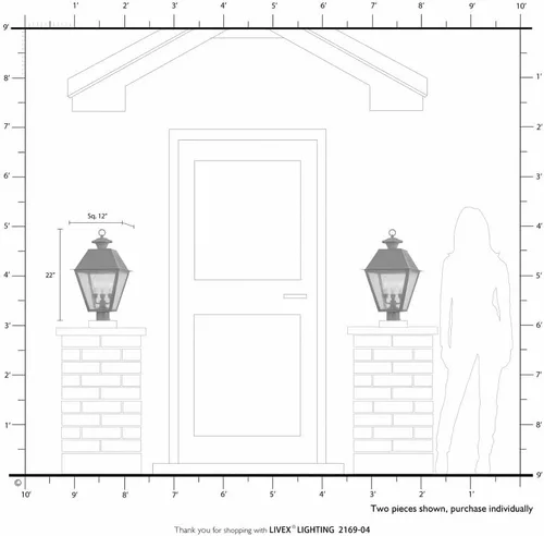 Vista 8 de Livex Lighting 2169-04 Mansfield - Cabezal de poste para exteriores con 3 luces, color negro