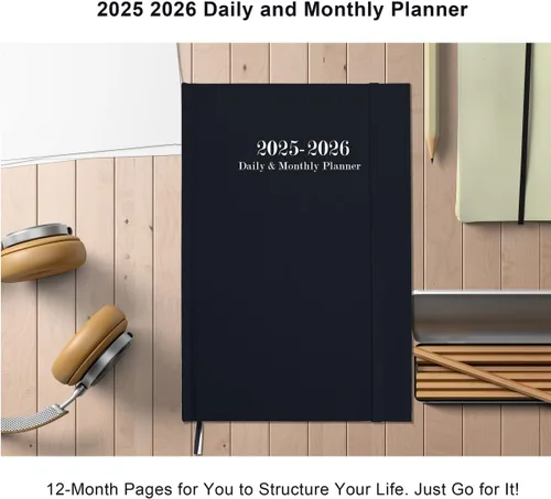 Vista 7 de Agenda diaria y mensual 2025-2026, agenda diaria de una página por día, desde julio de 2025 a junio de 2026, libro de citas por hora de 5.8 x 8.3