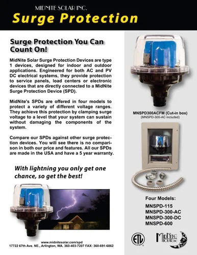 Vista 2 de MidNite Solar Dispositivo de protección contra sobretensiones MNSPD-300-AC