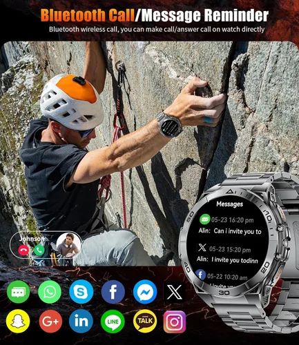 Vista 4 de Smart Watches for Men with Flashlight,1.6" AMOLED Always on Display Outdoor Sports Smartwatch with 111 Sports modes ,Heart Rate/Sleep Monitor IP68