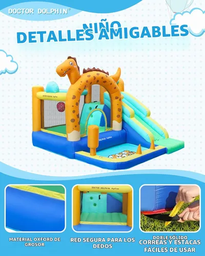 Vista 7 de Doctor Dolphin Castillo inflable de salto con túneles para niños pequeños de 3 a 8 años