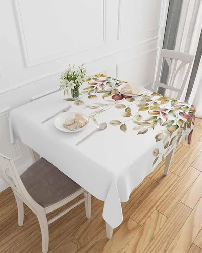 Vista 15 de Mantel rectangular impermeable con hojas de eucalipto de otoño, 52 x 70 pulgadas, mantel otoñal, rústico, girasol, acuarela, botánico, a prueba