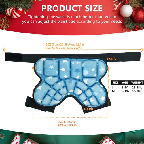 Vista 2 de Kids Butt Pad for Skiing Snowborading Skateboard Roller Skate azul claro