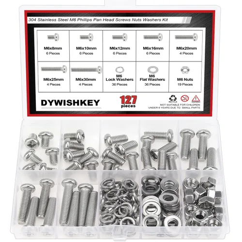 Vista 10 de DYWISHKEY - Juego de 566 piezas M2x 4/6/8/10/12/16/20mm tornillos de cabeza de botón, kit de tuercas y arandelas, tornillos M2, acero inoxidable 304