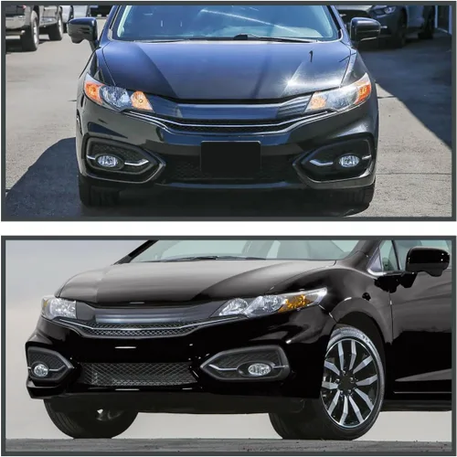 Vista 2 de Spec-D Tuning Luces antiniebla cromadas compatibles con Honda Civic 2014-2015 de 2 puertas, conjunto de par L+R