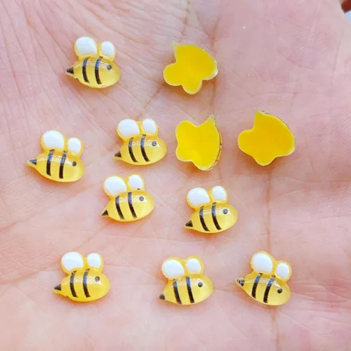 Vista 4 de 50 dijes de uñas de abeja – Decoración de uñas de resina 3D con parte trasera plana Kwaii lindos dijes de uñas para uñas acrílicas
