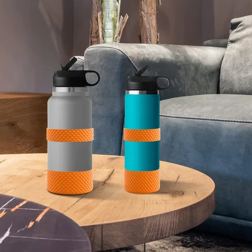 Vista 7 de Funda para botella de agua, doble protección de silicona con textura de diamante, compatible con botella Hydro Sport de 12 a 24 onzas, funda