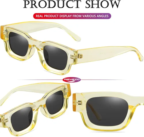 Vista 5 de AIEYEZO Lentes de sol rectangulares gruesos y modernos para mujeres y hombres, estilo retro de los años 90, cuadrados, polarizados
