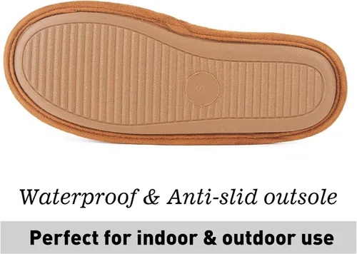 Vista 4 de IRISMON Pantuflas de gamuza sintética para mujer, cómodas pantuflas de piel cálida con espuma viscoelástica, antideslizantes, transpirables