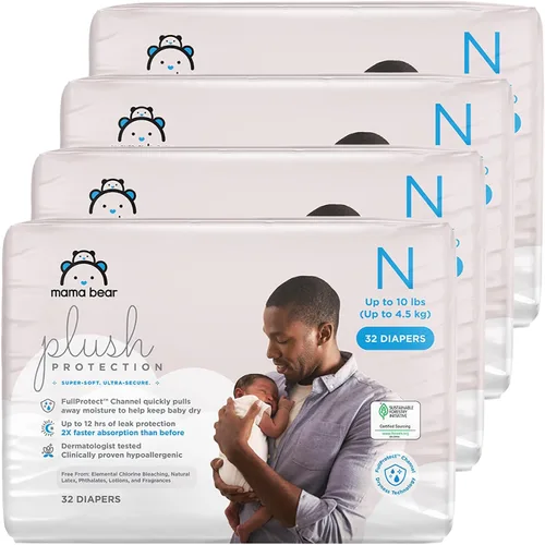 Vista 15 de Marca Amazon – Mama Bear - Pañales de protección de felpa, talla 1, suministro para un mes, pañales desechables para bebé, hipoalergénicos de alta