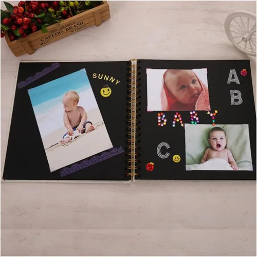 Vista 4 de Álbumes de fotos Álbum de fotos de papel de fotografía para bebé Scrapbooking Álbum de fotos Álbum de fotos de bricolaje álbum de fotos para niños