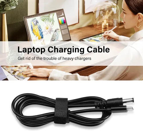 Vista 6 de GINTOOYUN Cable de carga USB C a DC5521 de 65 W PD USB tipo C de entrada a CC 0.217 x 0.083 in, cable de carga de alimentación de salida